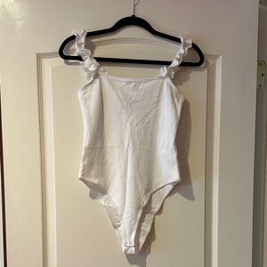 Forever 21 White Ruffled Bodysuit